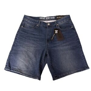 VGB Vintage Genes Black Men's Slim Fit French Terry Denim Blue Shorts Size 36 NW